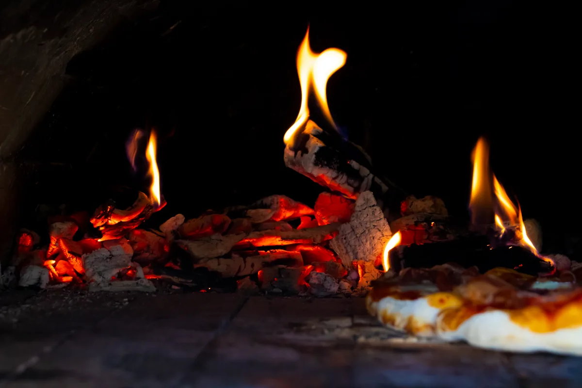 Flames in a dome oven