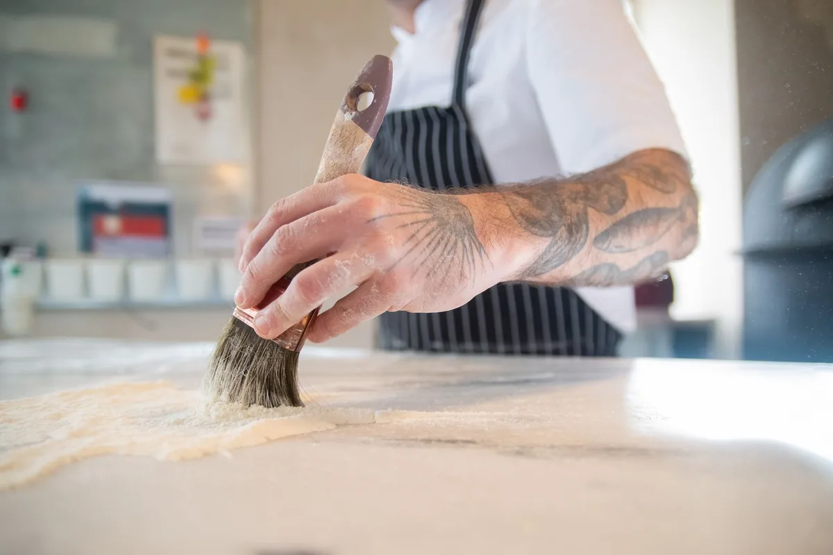 Flour on a work surface