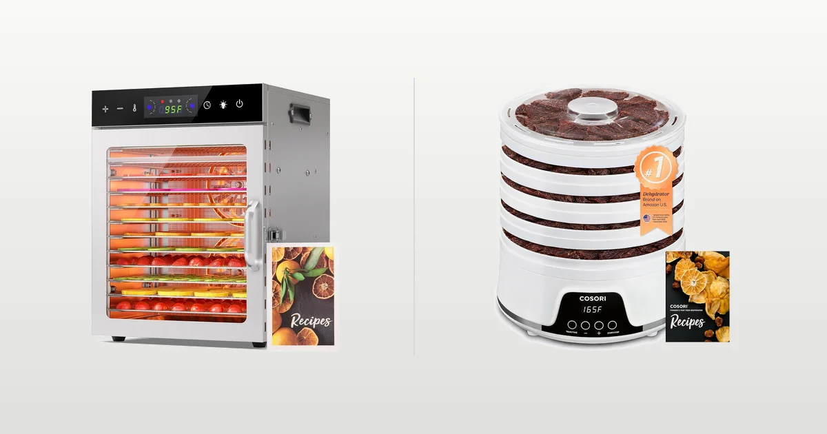 HOPERAN 12 tray and Cosori 5 tray food dehydrators compared side by side