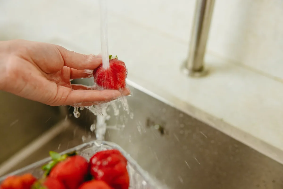 Fresh berries being washed