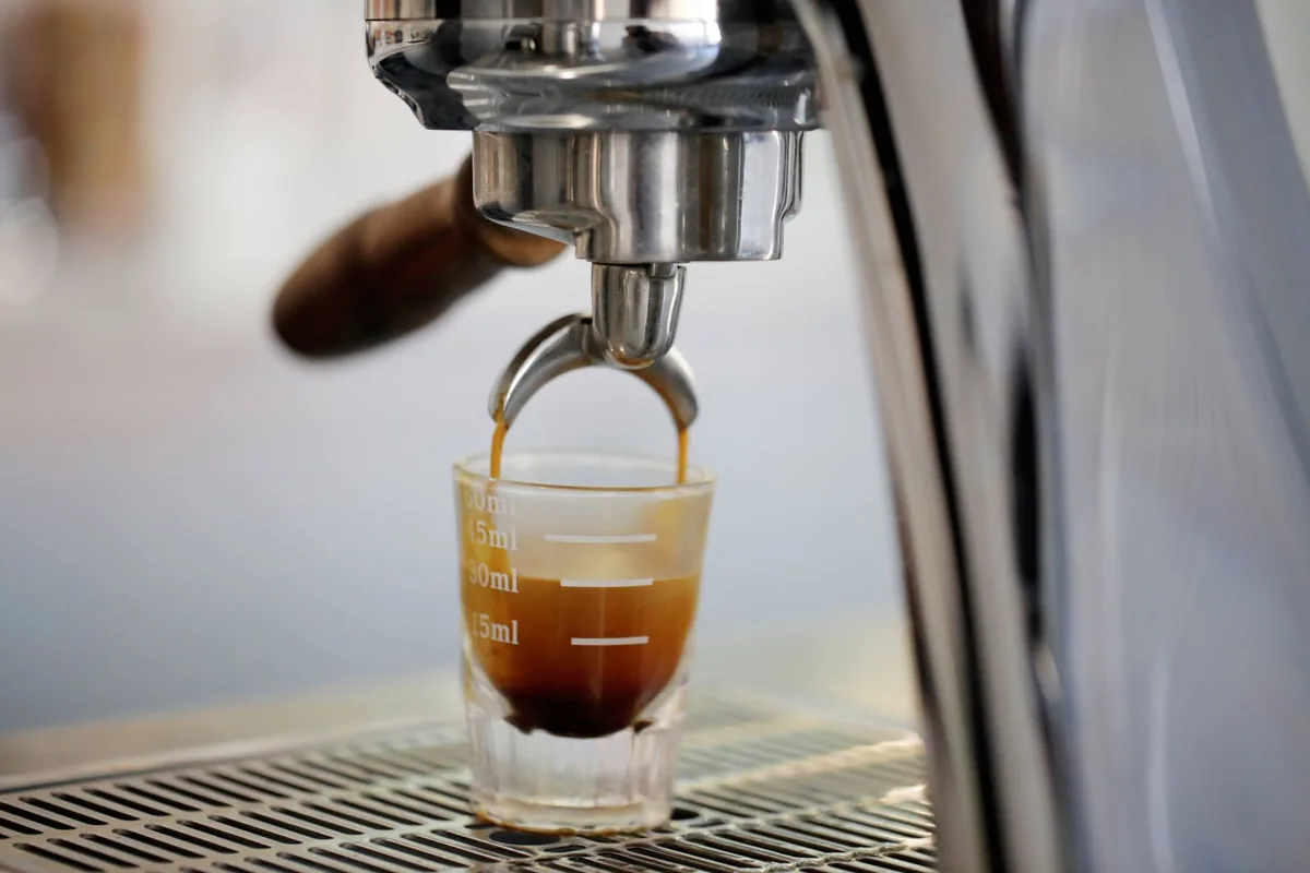 Fresh espresso being pulled