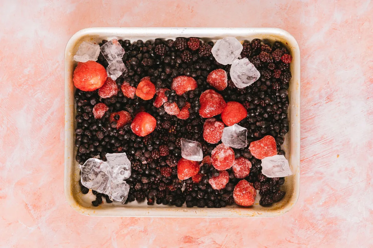 Frozen berries in a sealed bag