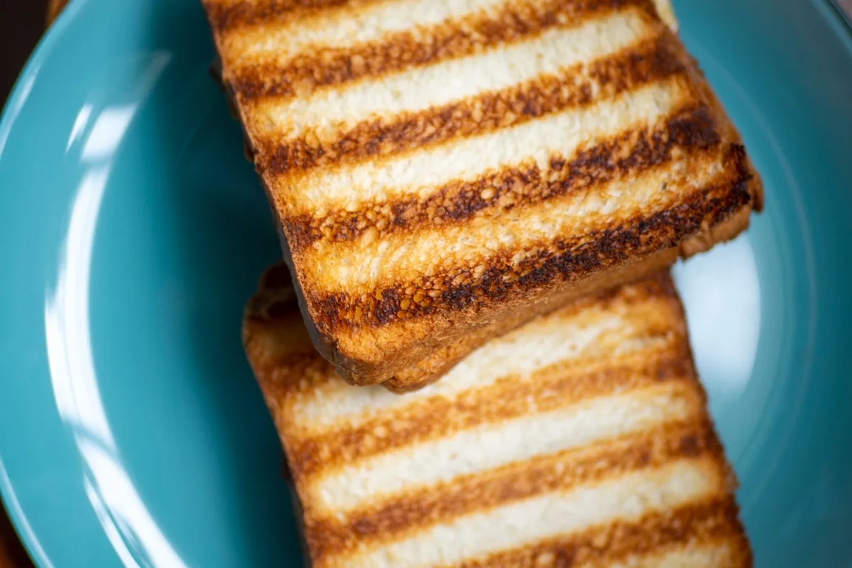 Grill marks on toasted bread