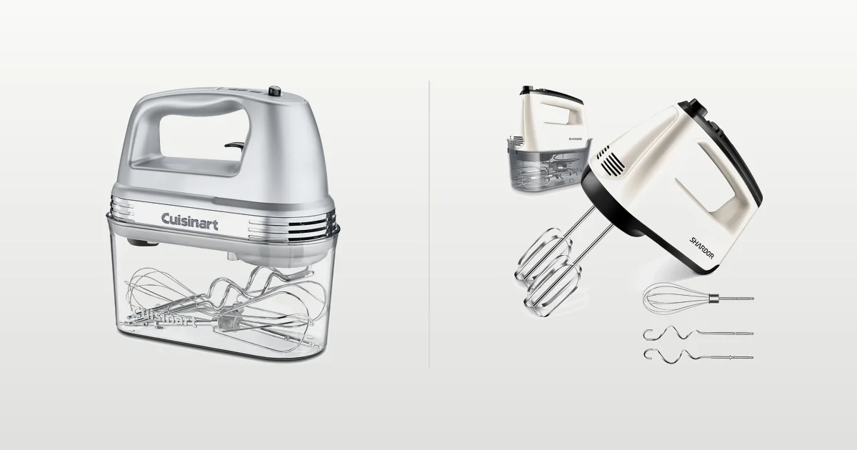 Cuisinart and SHARDOR hand mixers compared side by side
