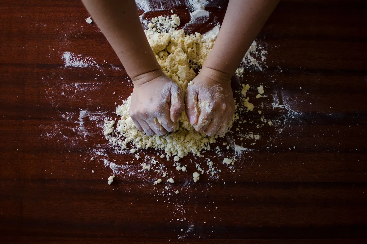 Kneading dough by hand