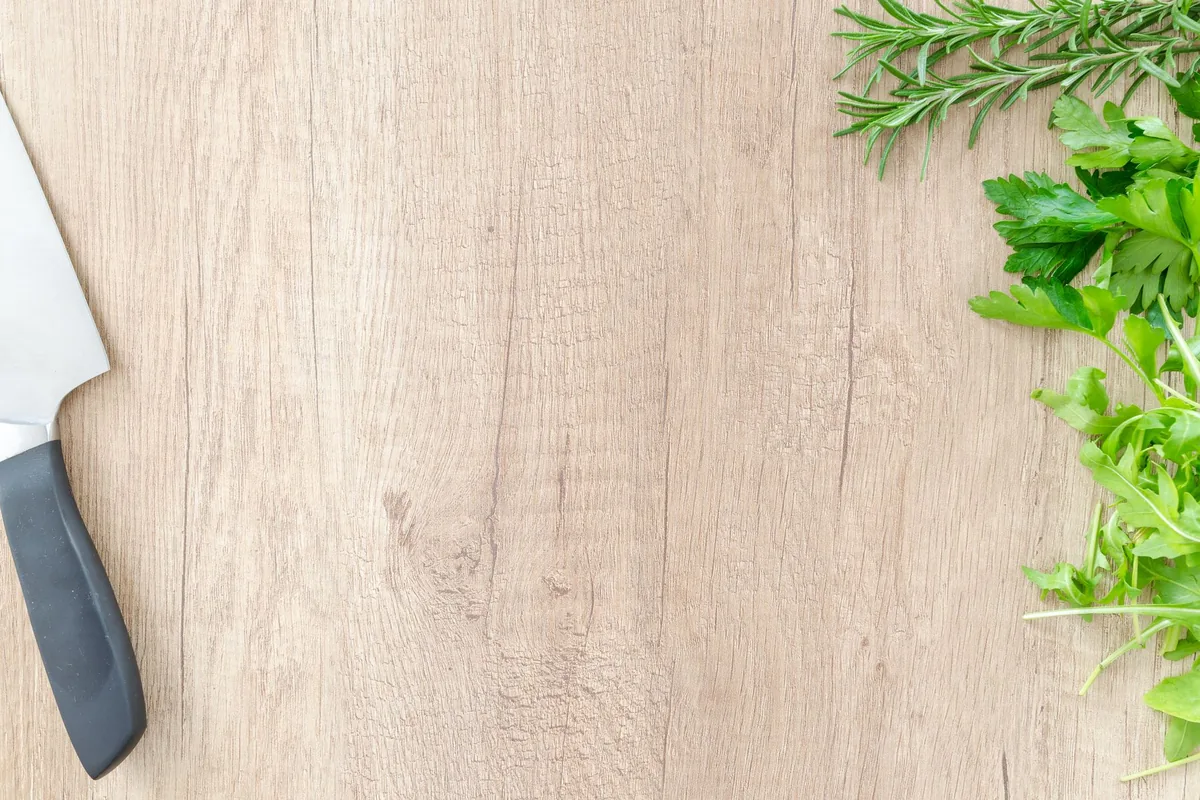 Herbs on a wooden board