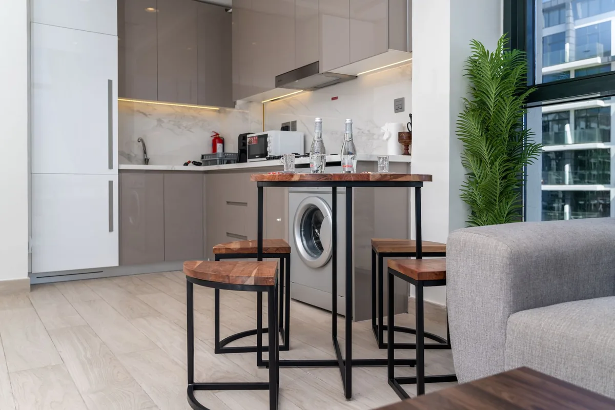 Modern kitchen interior in a Dubai apartment