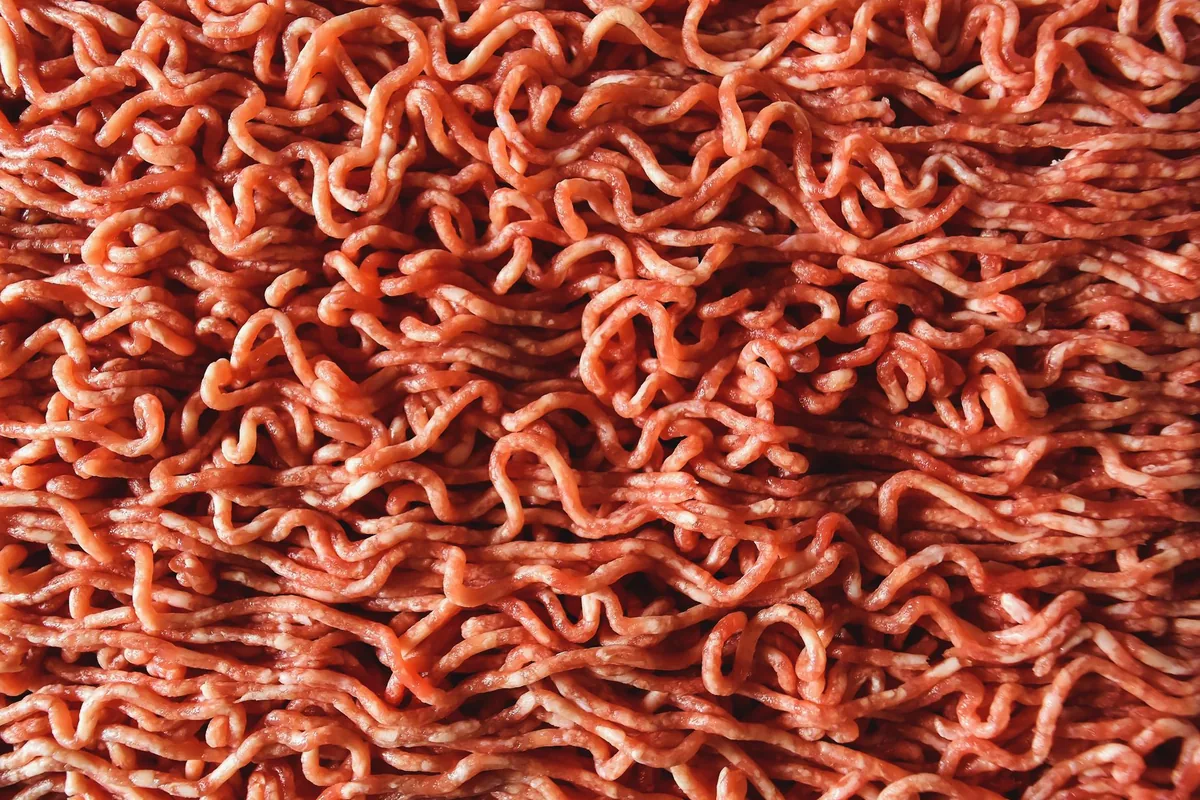 Close-up of raw ground meat showing texture
