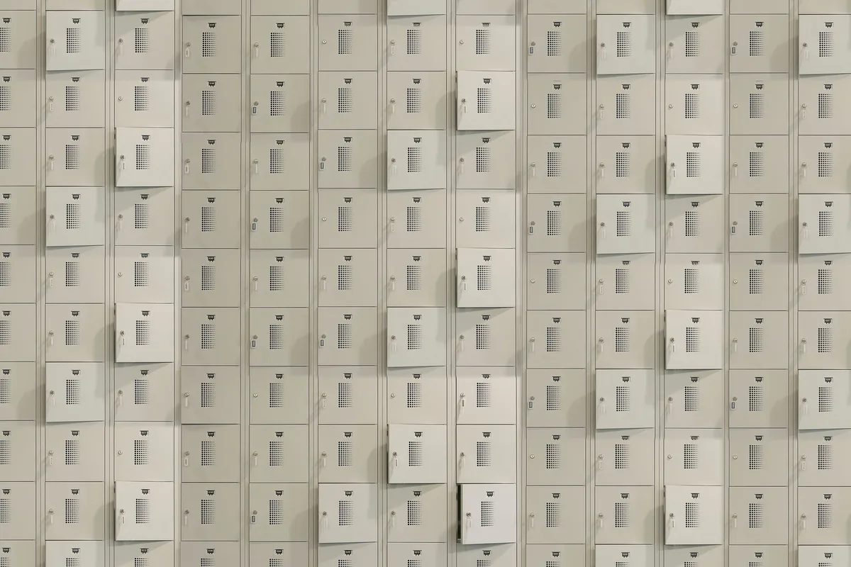 Kit on a locker shelf