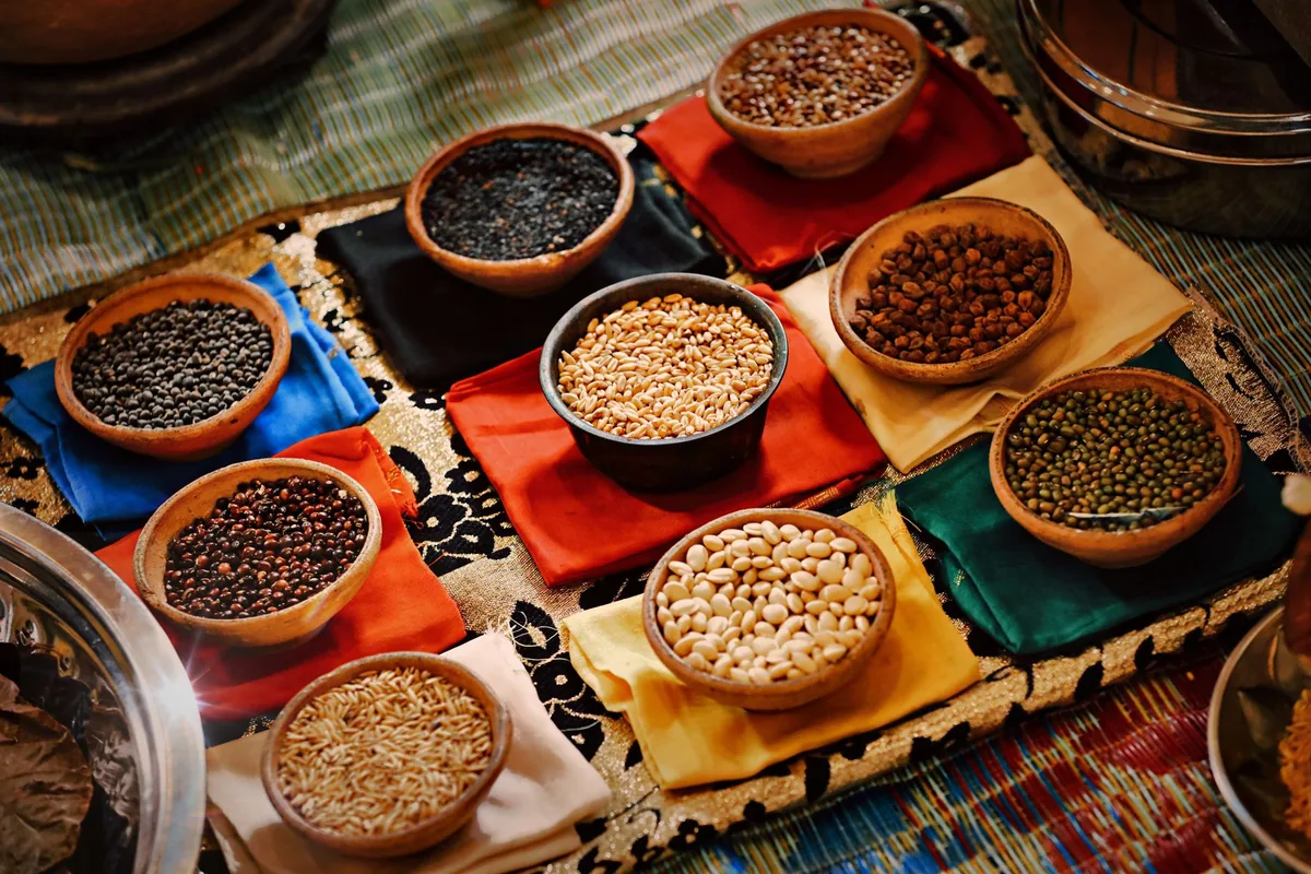 Lentils and pulses in bowls