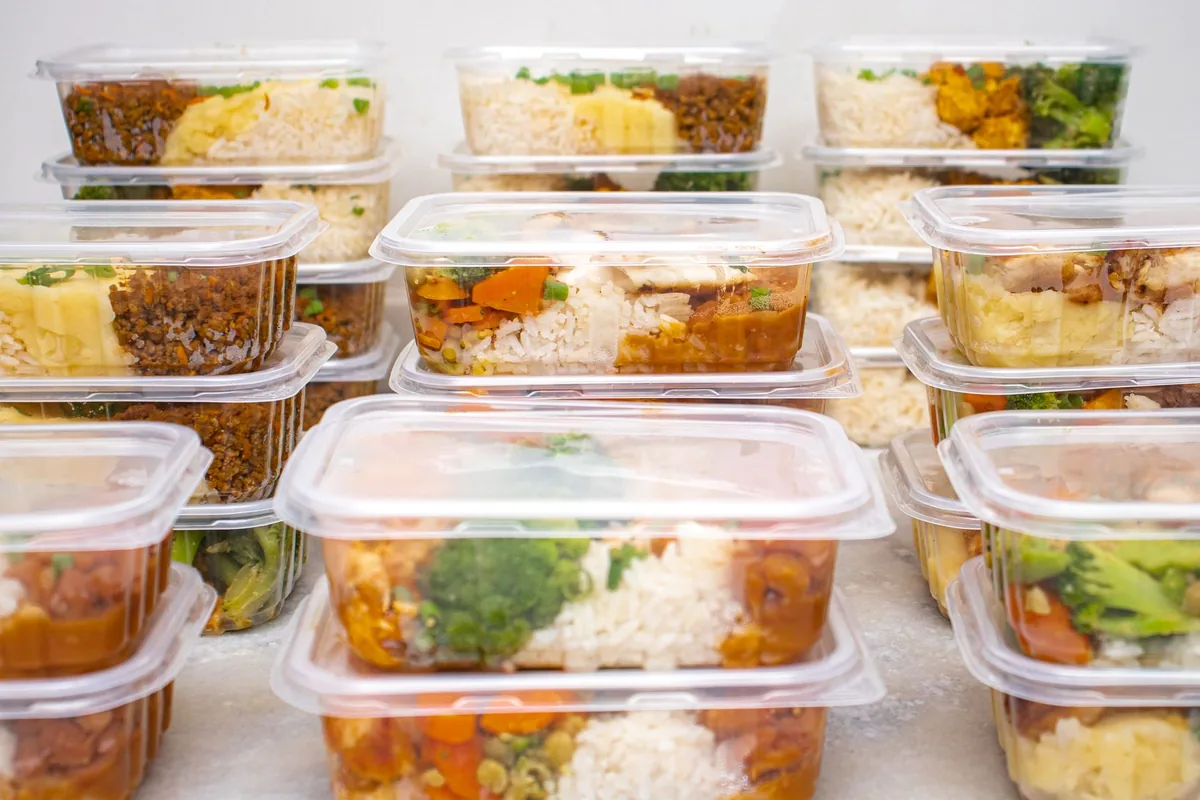 Meal prep containers filled