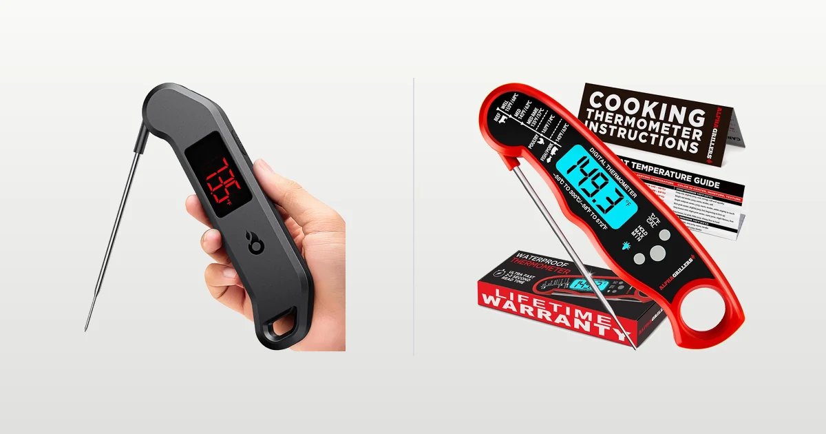 ThermoMaven professional thermometer and Alpha Grillers instant read thermometer compared side by side
