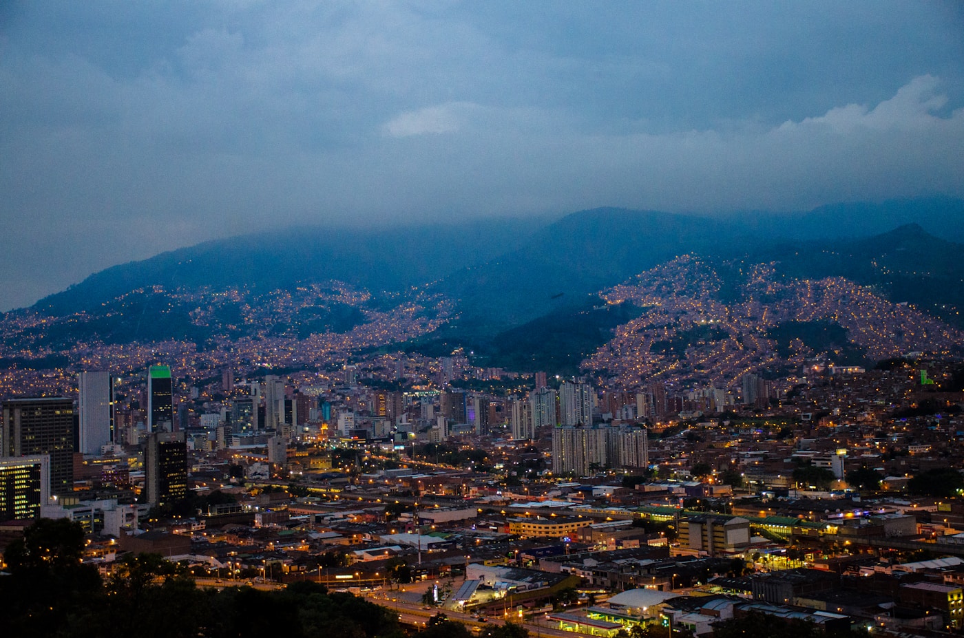 Medellin, Colombia skyline at dusk, the region paisa originally referred to