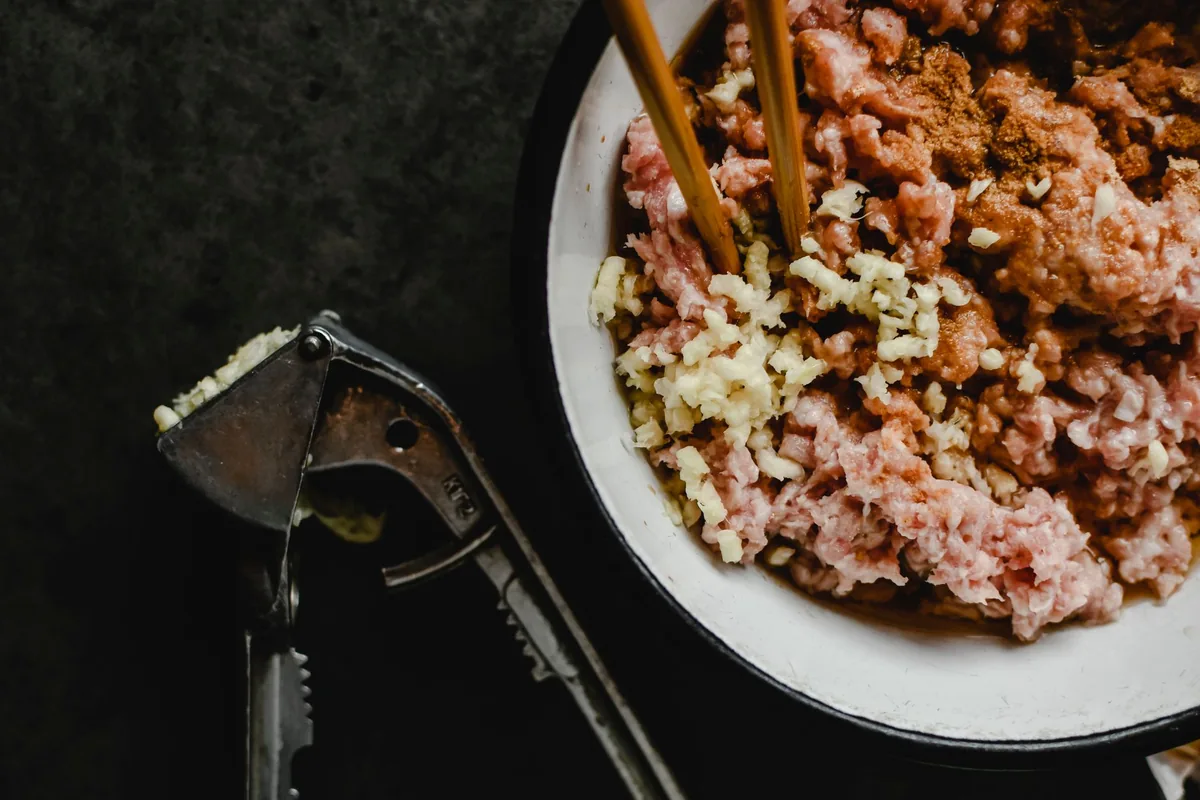 Minced garlic in a dish