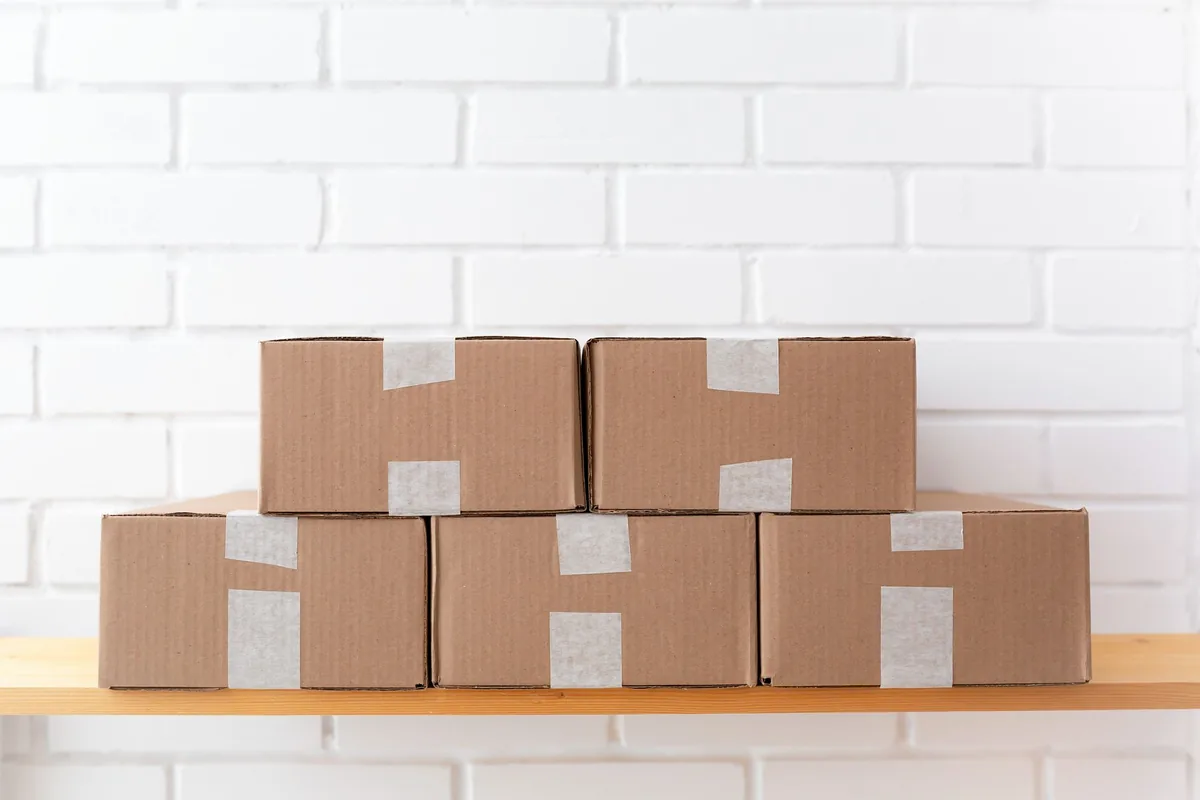 Delivery boxes stacked