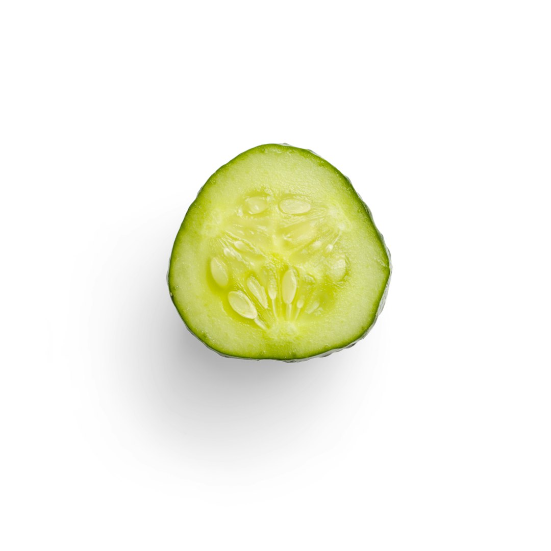 Sliced cucumber on a white background