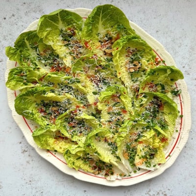 Caesar salad with romaine lettuce and shaved parmesan
