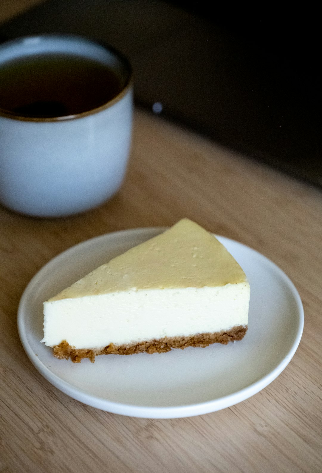 Plain cheesecake slice on a plate