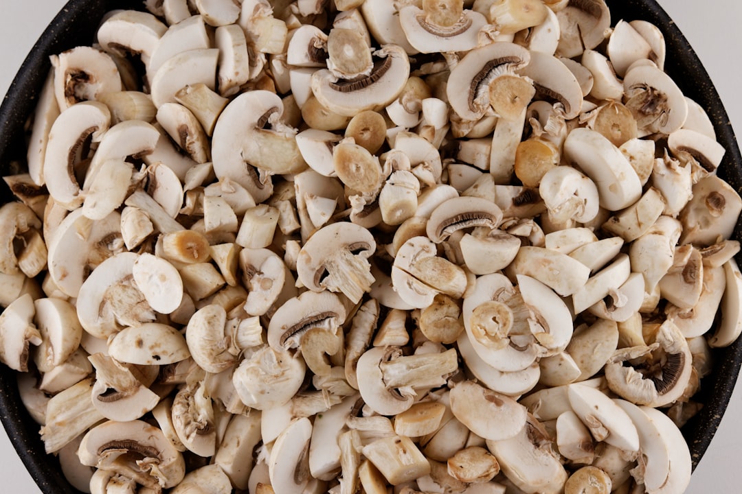 Freshly sliced mushrooms