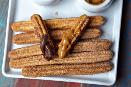 Cinnamon sticks with chocolate dipping sauce