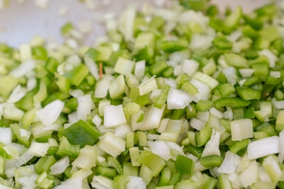 Diced green peppers and onions
