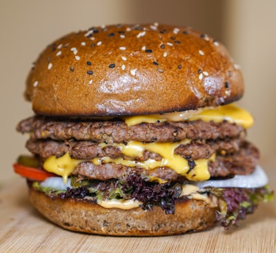 Double cheeseburger with two beef patties and melted cheese
