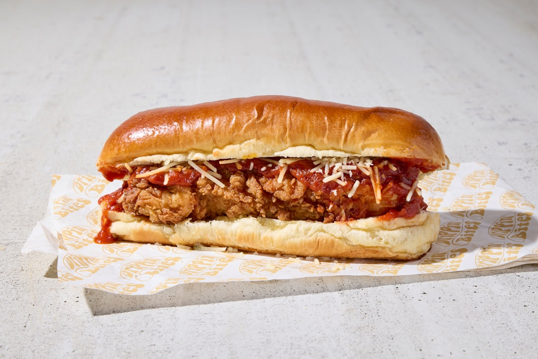 Chicken parmesan sub sandwich with melted cheese