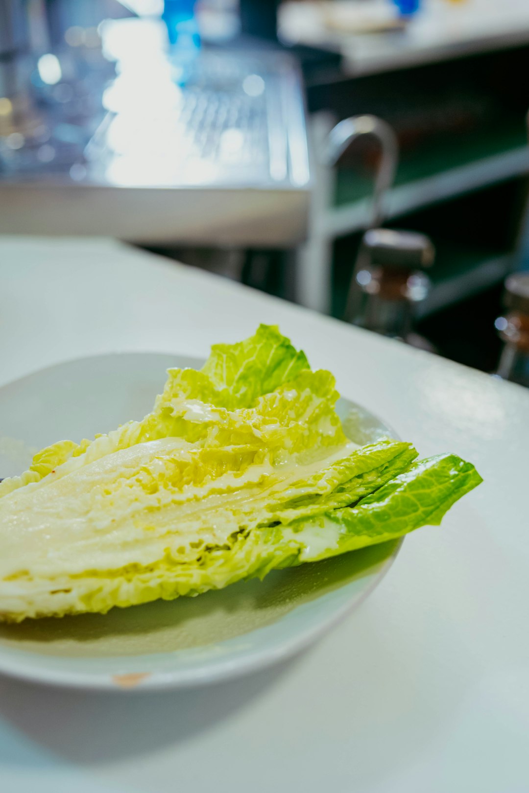 Fresh romaine lettuce on a plate