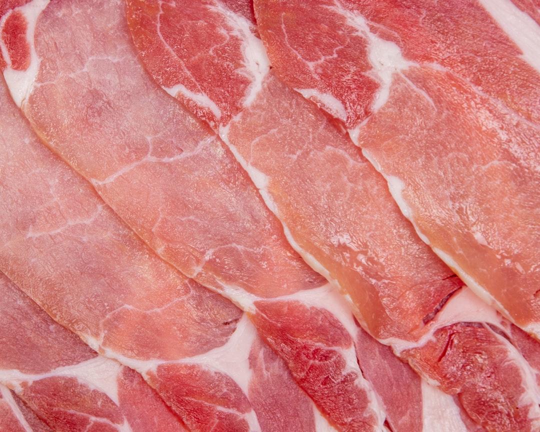 Raw bacon slices