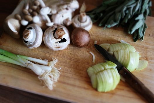 Mixed vegetables on a chopping board