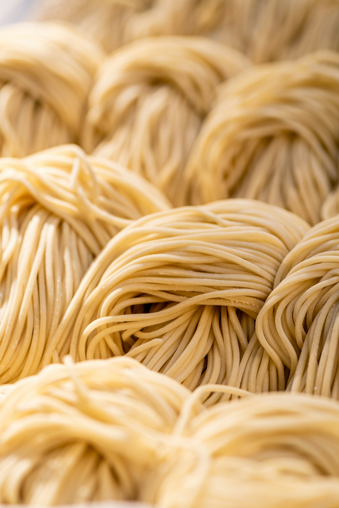 Bundles of dry pasta noodles