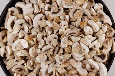 Freshly sliced mushrooms in a bowl
