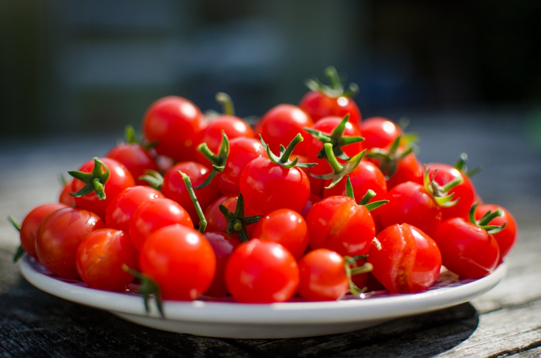 Plate of fresh cherry tomatoes