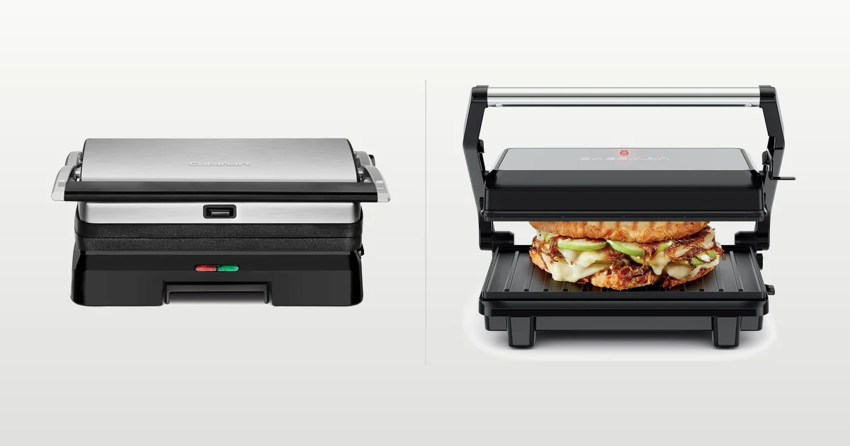 Cuisinart Griddler and Chefman panini presses compared side by side