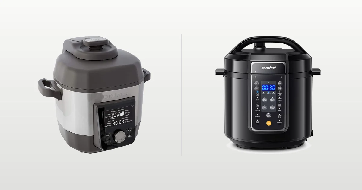 Cuisinart CPC-900 and COMFEE pressure cookers compared side by side