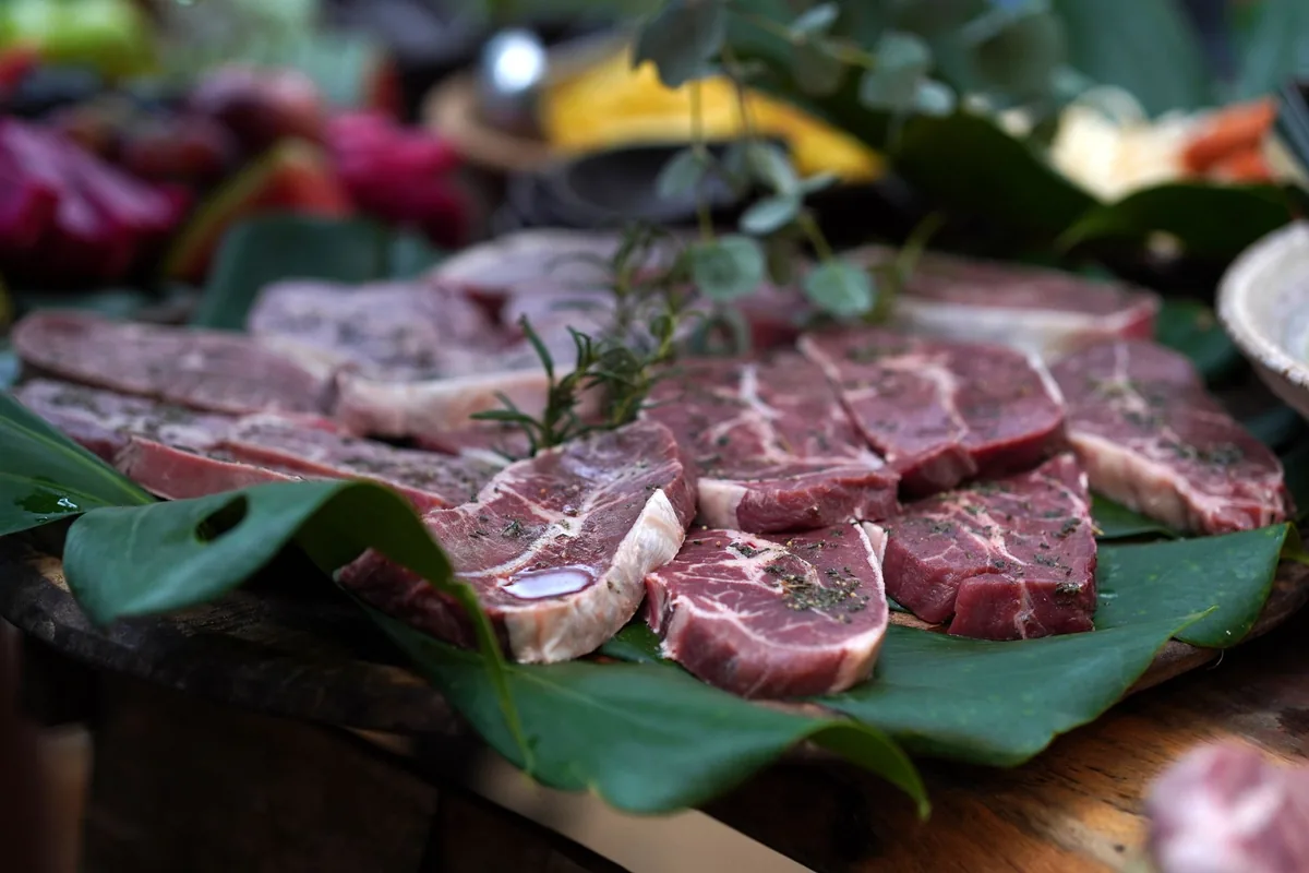Raw steak portioned for the freezer