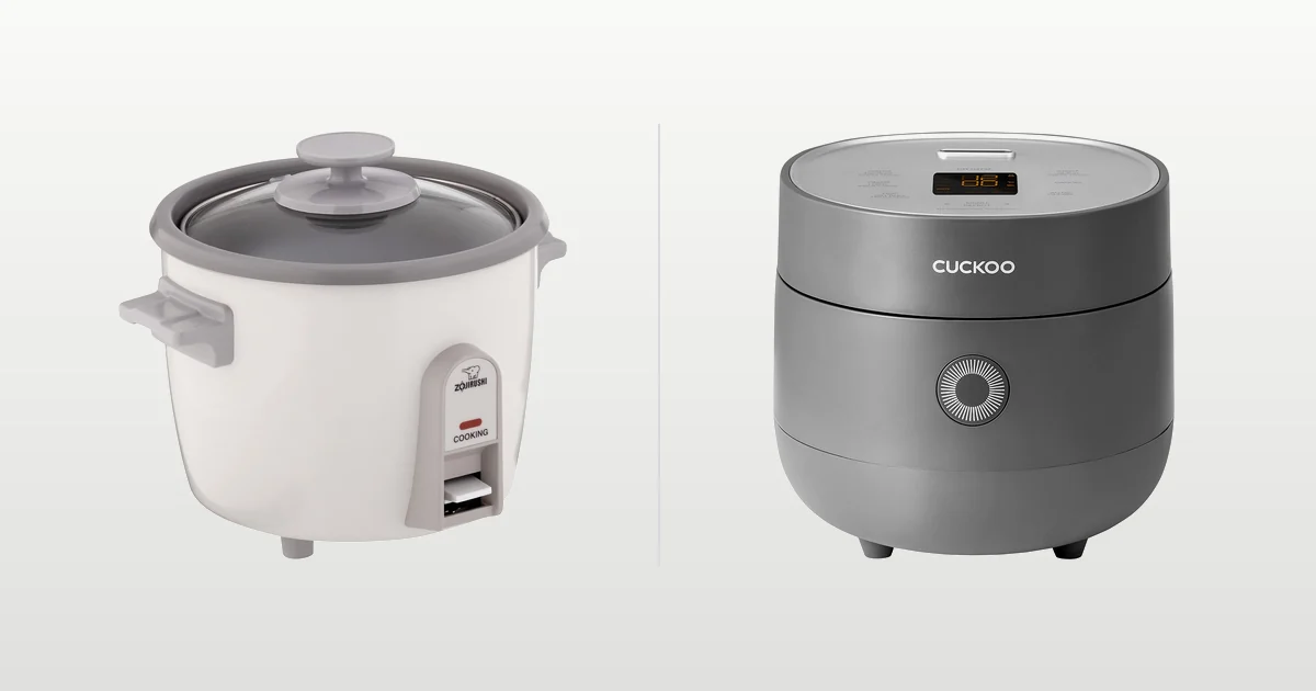 Zojirushi and CUCKOO compact rice cookers compared side by side