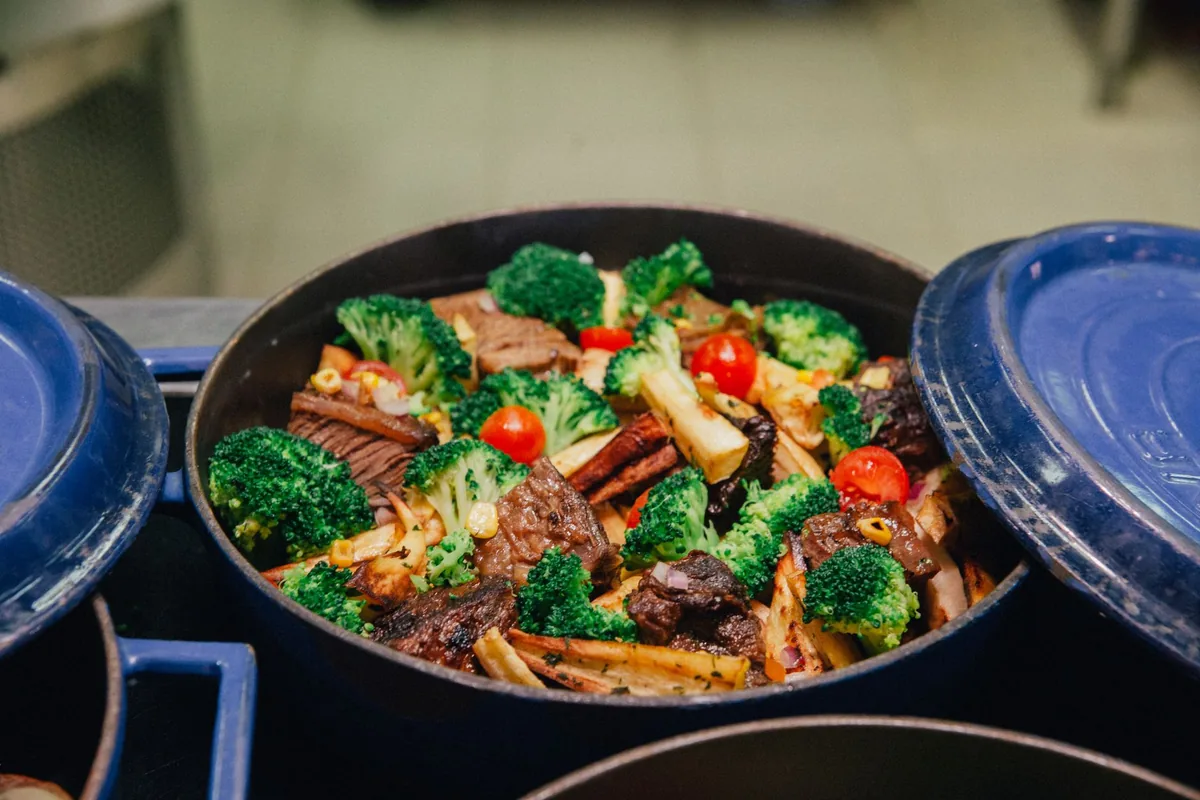 Root vegetables in a pot
