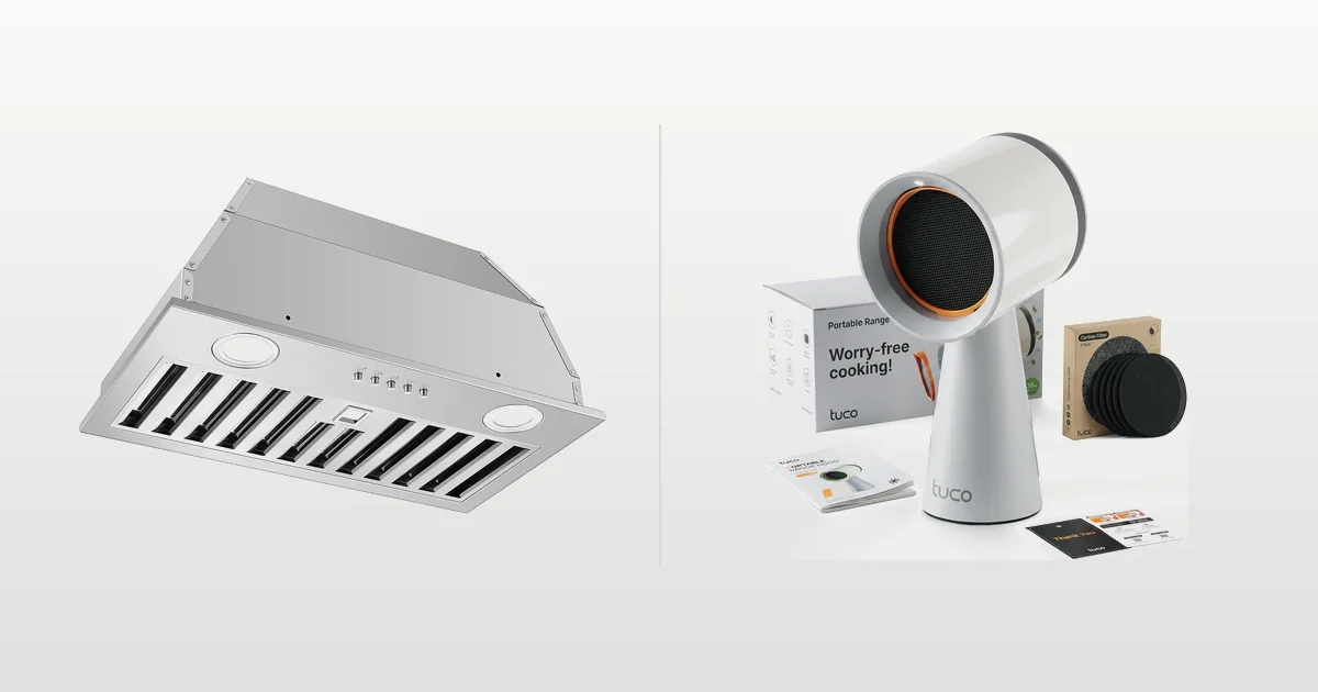 JOEAONZ 20-inch insert and TUCO portable range hoods compared side by side