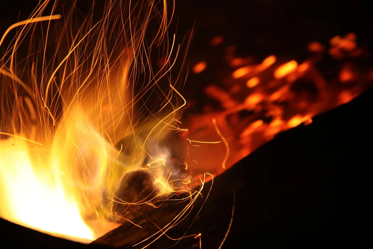 Sparks from a fire steel