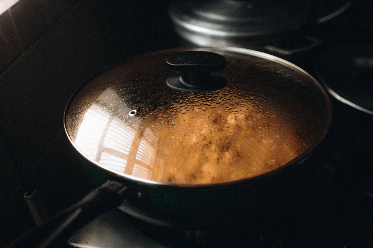 Steam escaping from a cooking pot