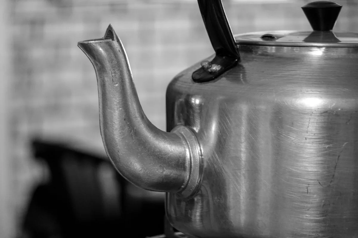 Steam rising from a spout