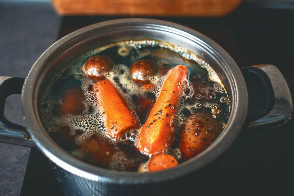 Steamed carrot and sweet potato