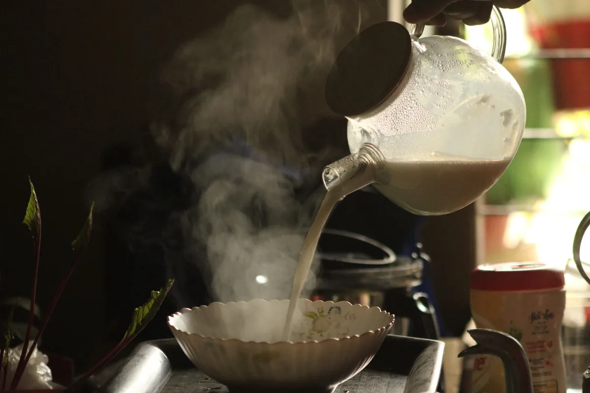 Stock straining into a bowl
