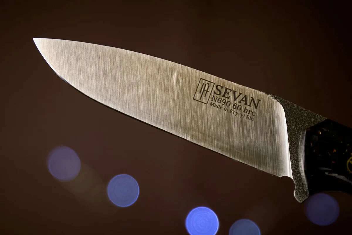 The edge of a kitchen knife