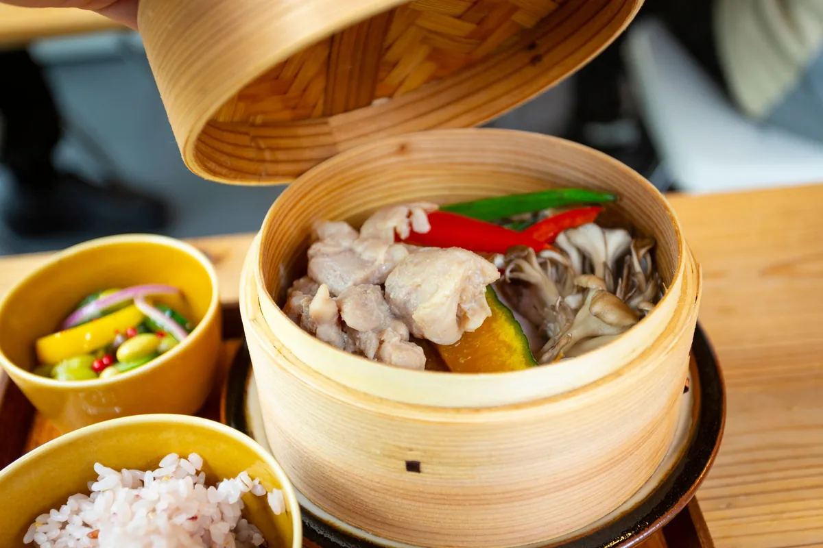 A traditional Japanese steamed dish with vegetables