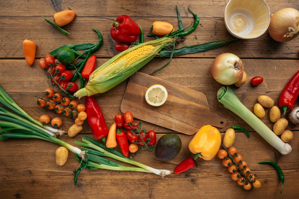 Raw vegetables ready to prep