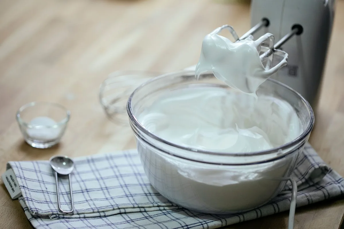 Whipped cream on a dessert