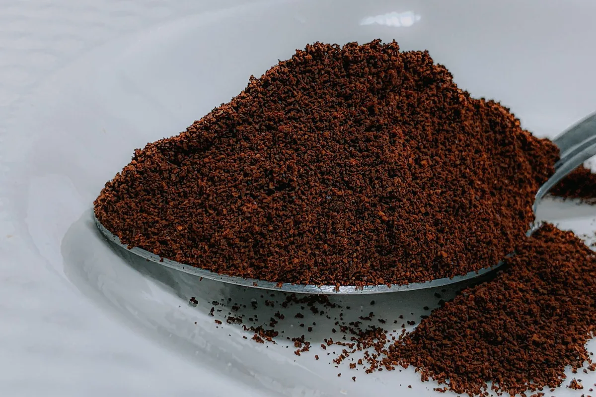 Close view of freshly ground coffee