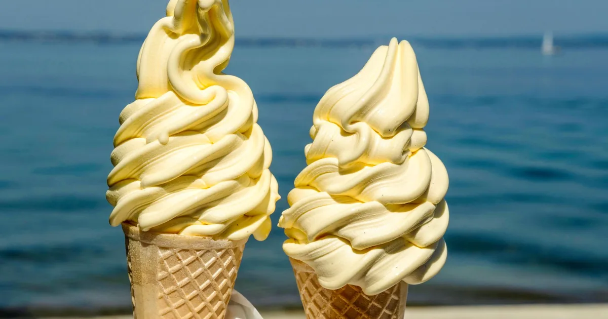 Two soft serve cones by the sea